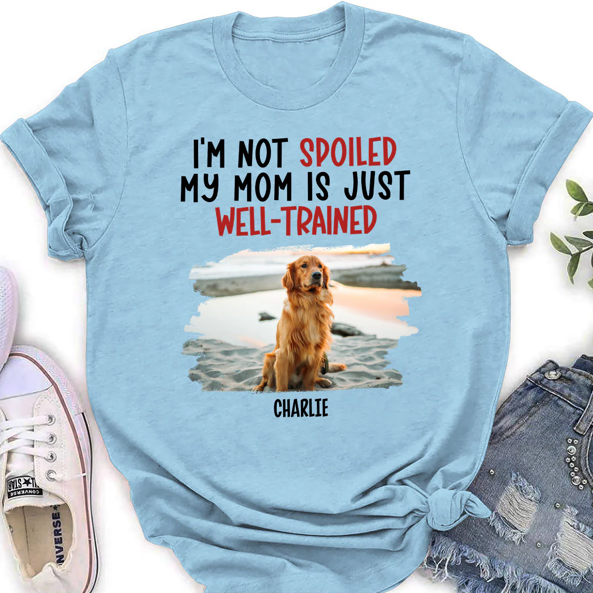 Spoiled Dog And Well Trained Dad Mom Cartoon Photo - Personalized Custom Women's T-Shirt - Image 3