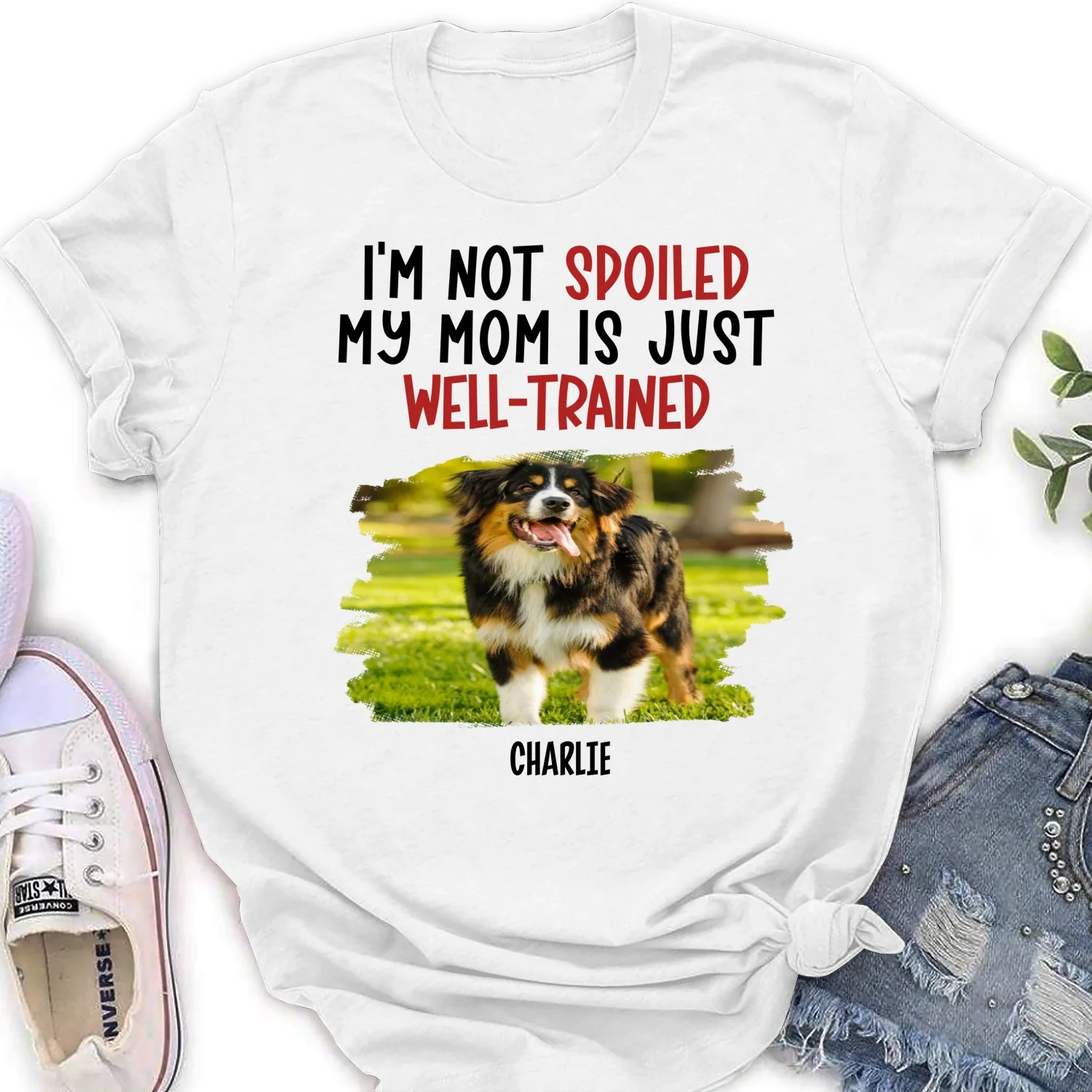 Spoiled Dog And Well Trained Dad Mom Cartoon Photo - Personalized Custom Women's T-Shirt - Image 6