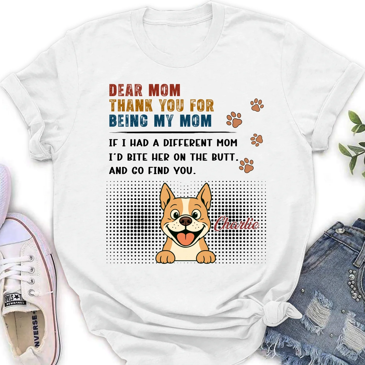 Spoiled Dog Mom Life - Personalized Custom Women's T-shirt - Image 5