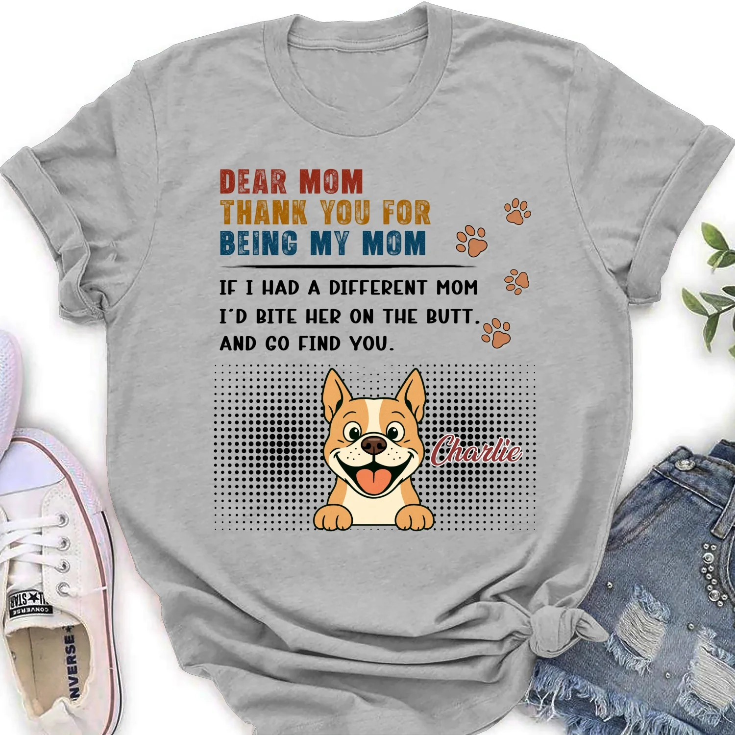 Spoiled Dog Mom Life - Personalized Custom Women's T-shirt - Image 6