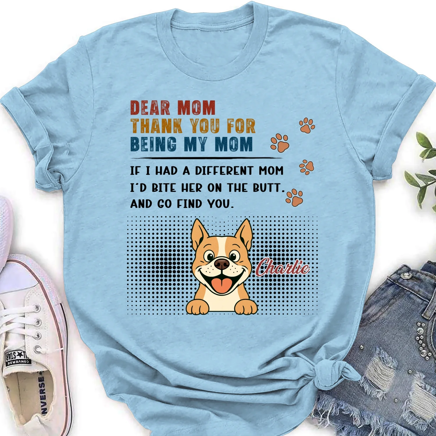 Spoiled Dog Mom Life - Personalized Custom Women's T-shirt - Image 8