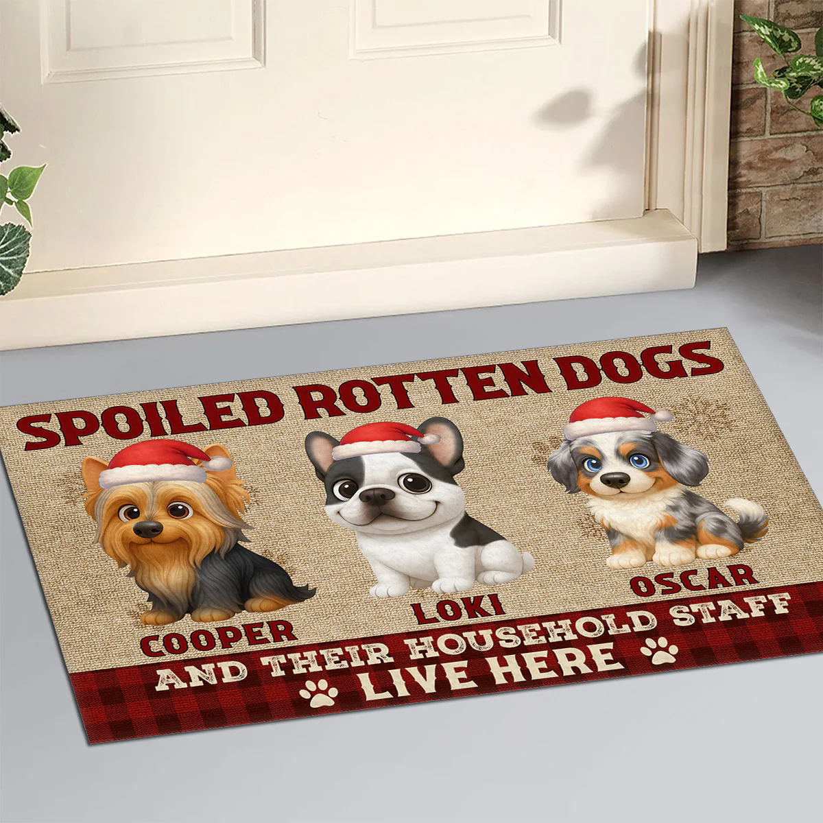 Spoiled Dogs Live Under The Chimney - Personalized Custom Doormat - Image 2