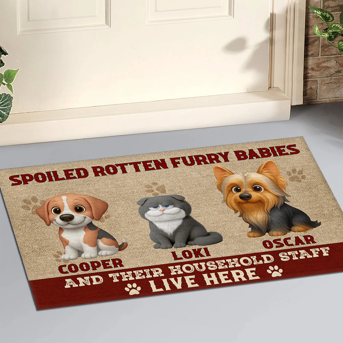 Spoiled Ones Live Here - Personalized Custom Doormat - Image 2