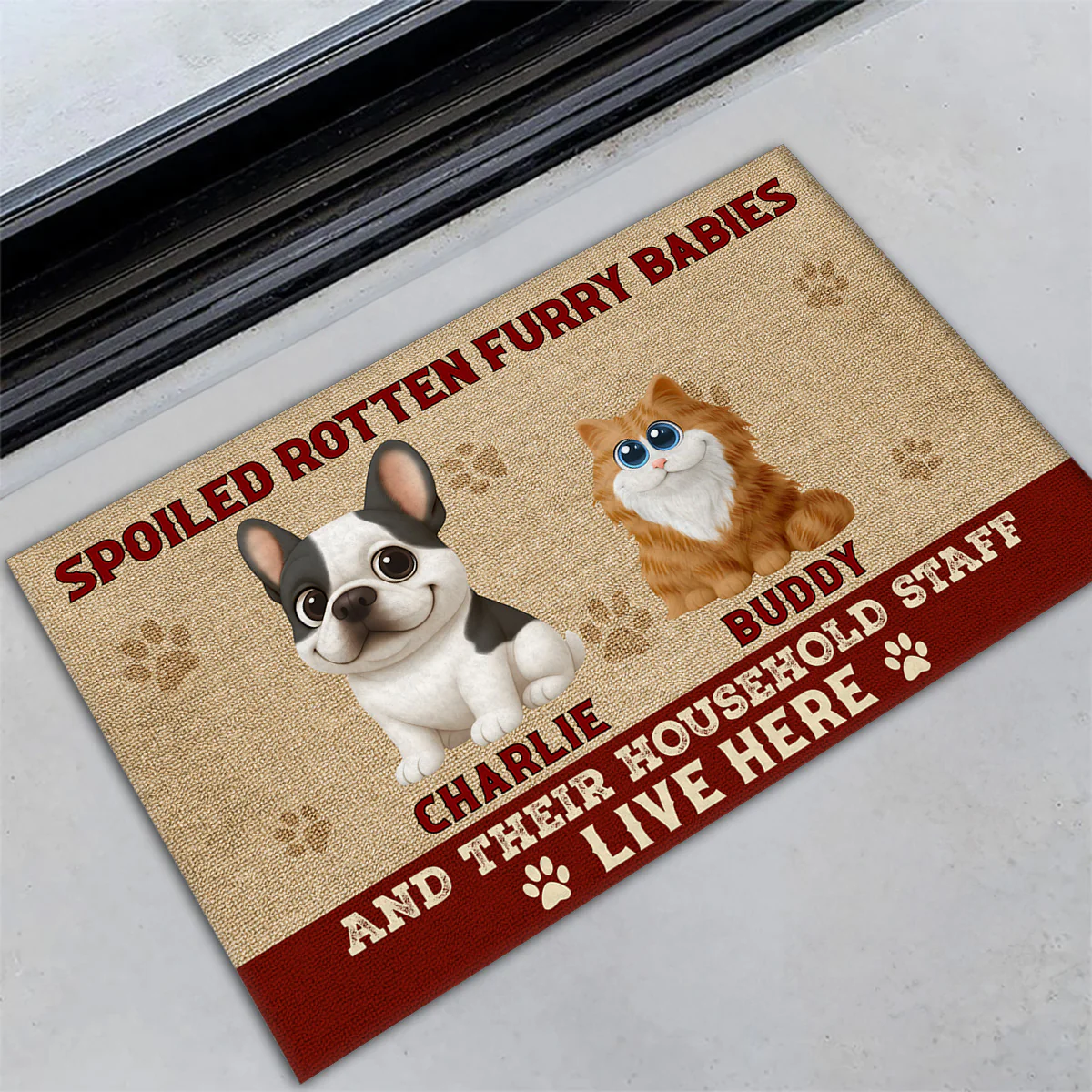 Spoiled Ones Live Here - Personalized Custom Doormat - Image 3