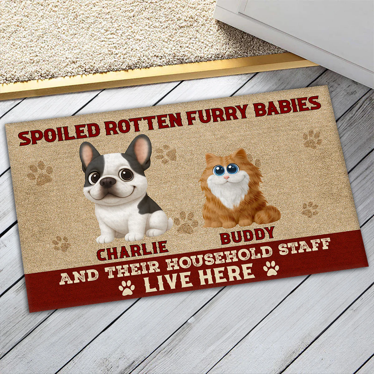 Spoiled Ones Live Here - Personalized Custom Doormat - Image 4