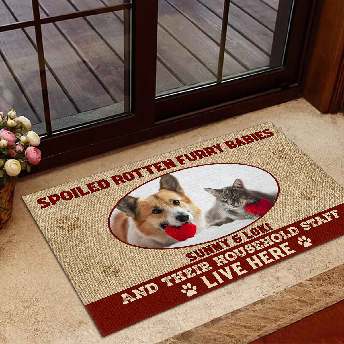 Spoiled Ones Live Here Photo - Personalized Custom Doormat - Image 2