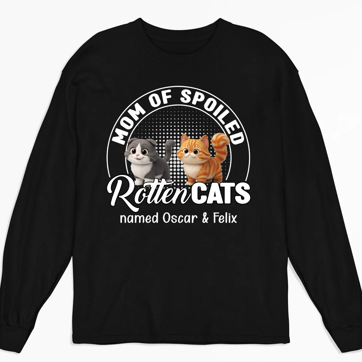 Spoiled Rotten Cat Chibi Cartoon Ver Standing - Personalized Custom Long Sleeve T-Shirt