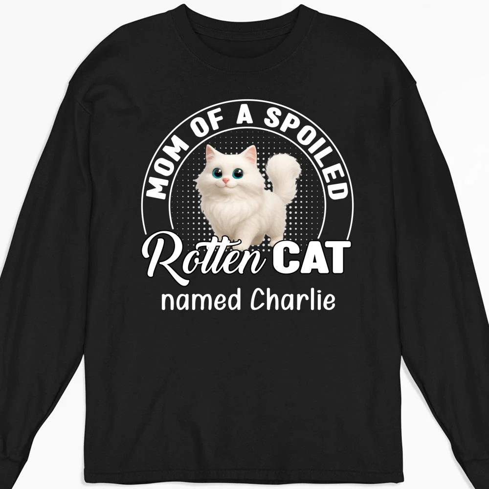 Spoiled Rotten Cat Chibi Cartoon Ver Standing - Personalized Custom Long Sleeve T-Shirt - Image 4