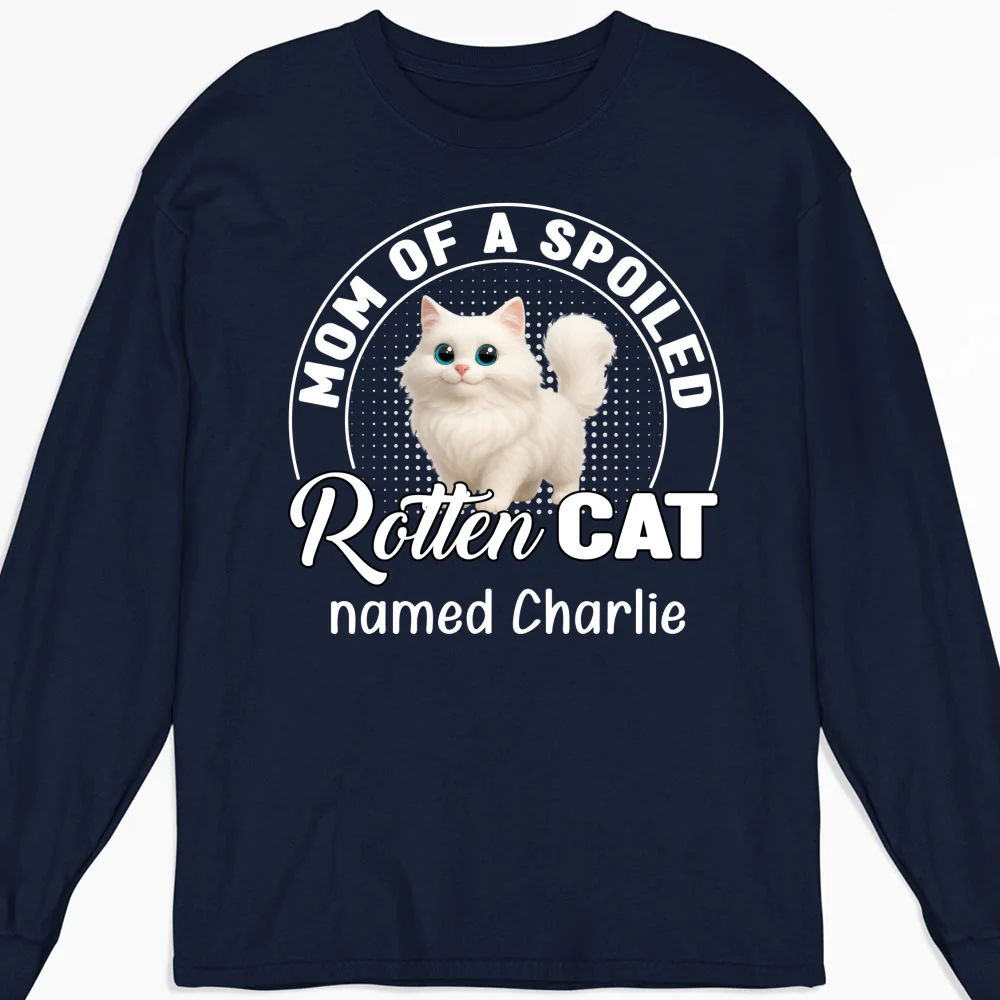 Spoiled Rotten Cat Chibi Cartoon Ver Standing - Personalized Custom Long Sleeve T-Shirt - Image 5