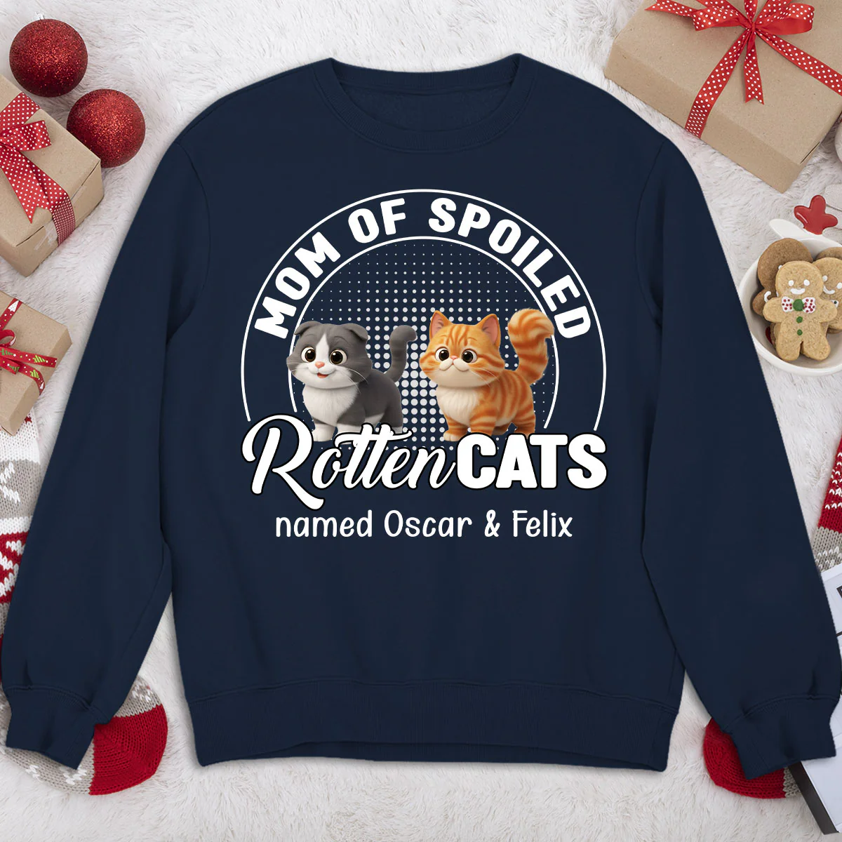 Spoiled Rotten Cat Chibi Cartoon Ver Standing - Personalized Custom Sweatshirt - Image 2