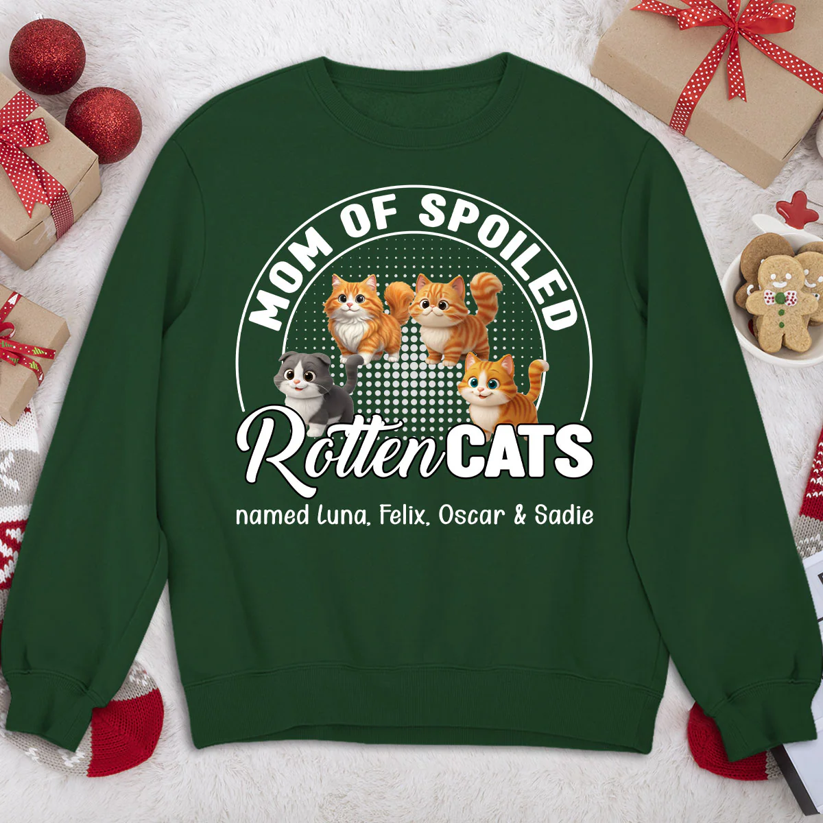 Spoiled Rotten Cat Chibi Cartoon Ver Standing - Personalized Custom Sweatshirt - Image 5