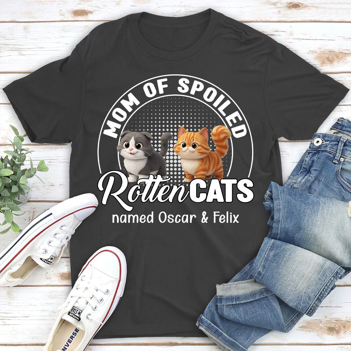 Spoiled Rotten Cat Chibi Cartoon Ver Standing - Personalized Custom Unisex T-shirt - Image 4