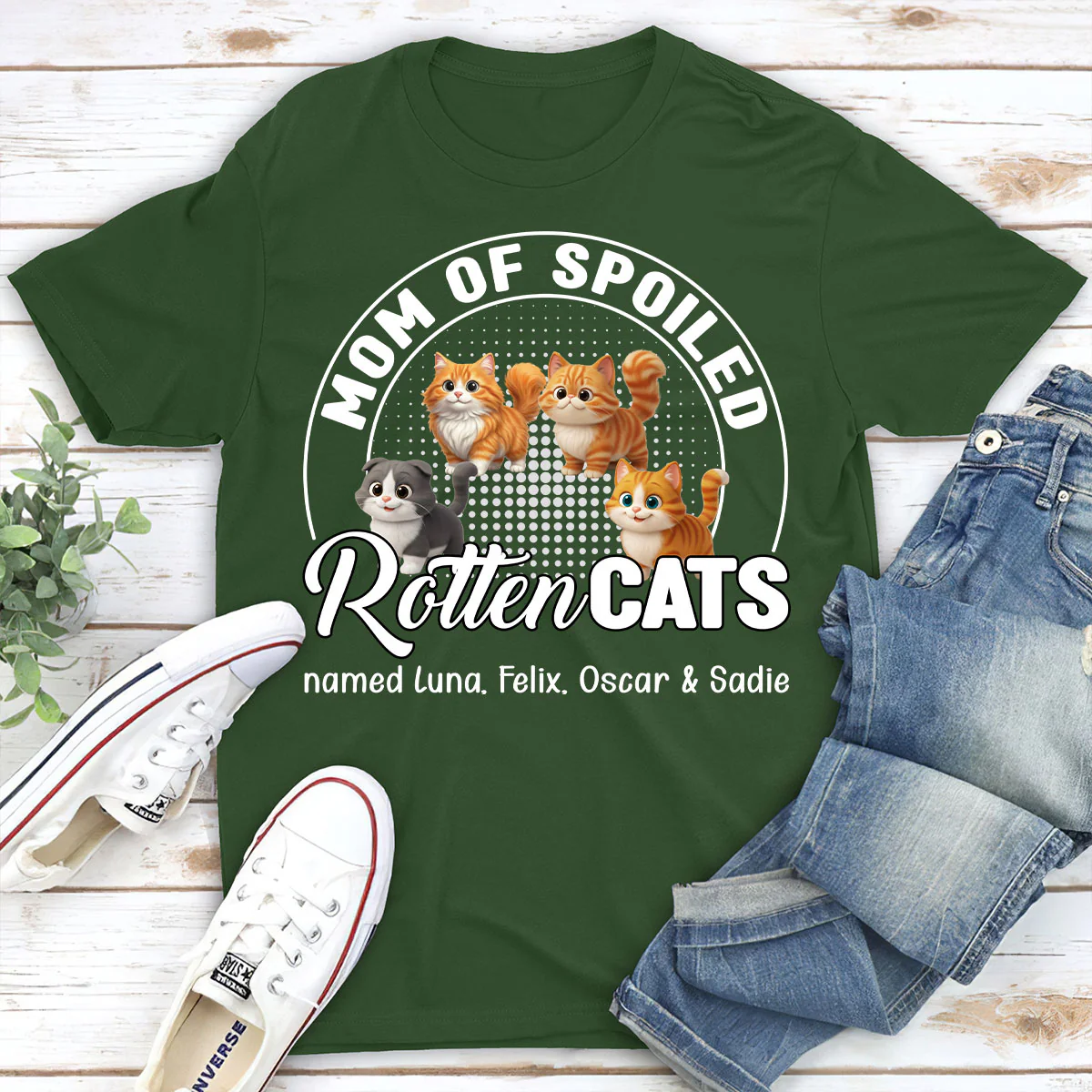 Spoiled Rotten Cat Chibi Cartoon Ver Standing - Personalized Custom Unisex T-shirt - Image 5