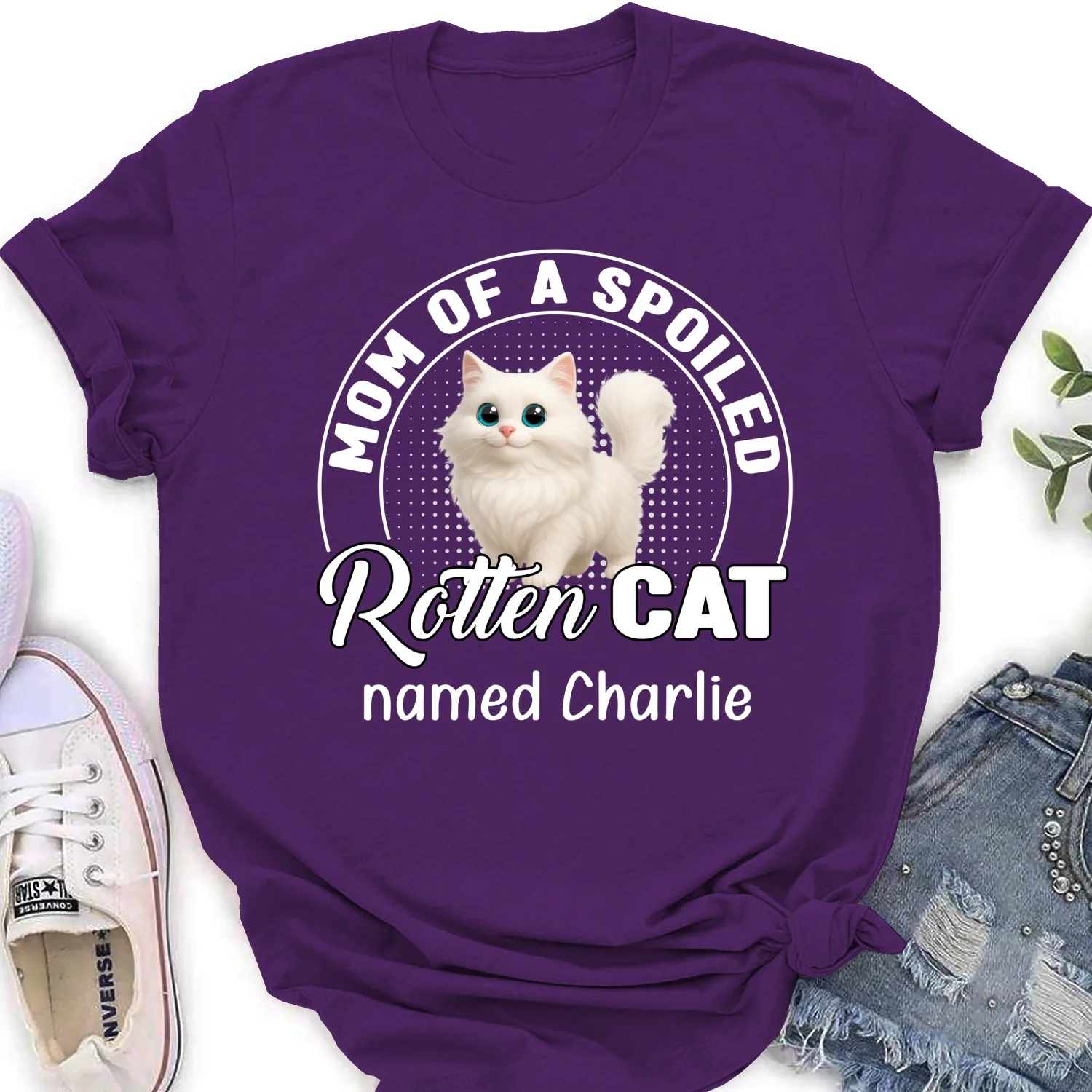 Spoiled Rotten Cat Chibi Cartoon Ver Standing - Personalized Custom Women's T-Shirt - Image 10