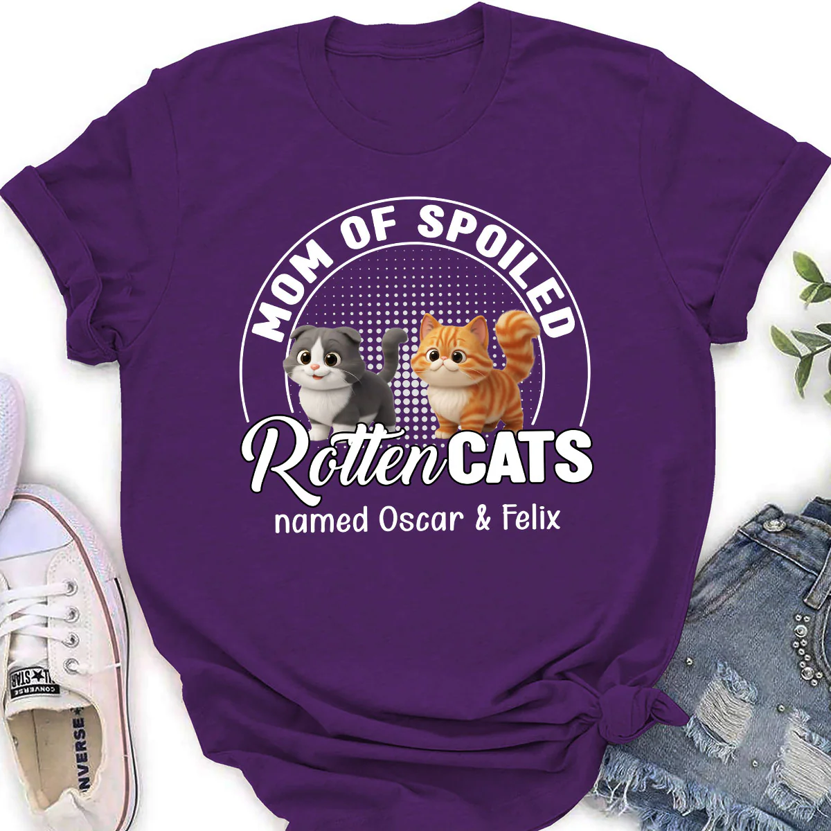 Spoiled Rotten Cat Chibi Cartoon Ver Standing - Personalized Custom Women's T-Shirt - Image 3