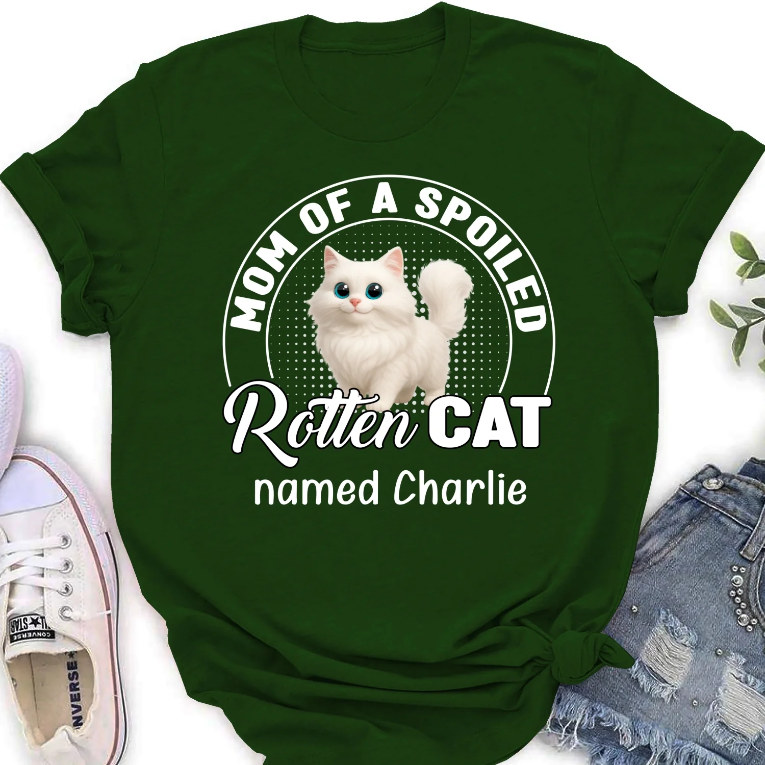 Spoiled Rotten Cat Chibi Cartoon Ver Standing - Personalized Custom Women's T-Shirt - Image 8