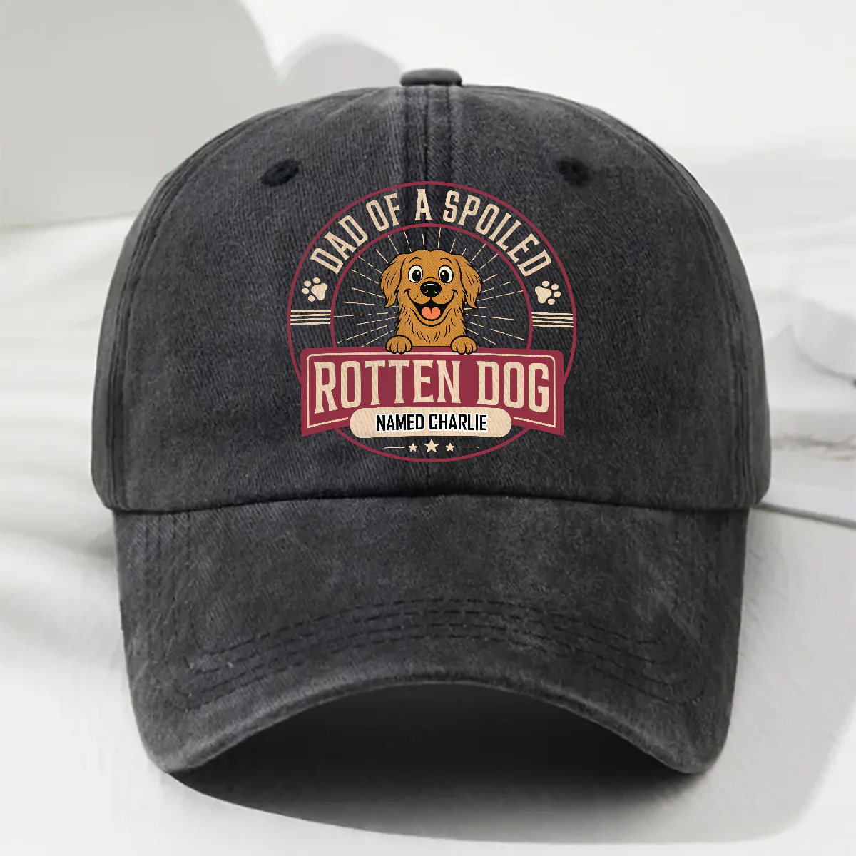 Spoiled Rotten Dog - Personalized Custom Vintage Washed Denim Cap