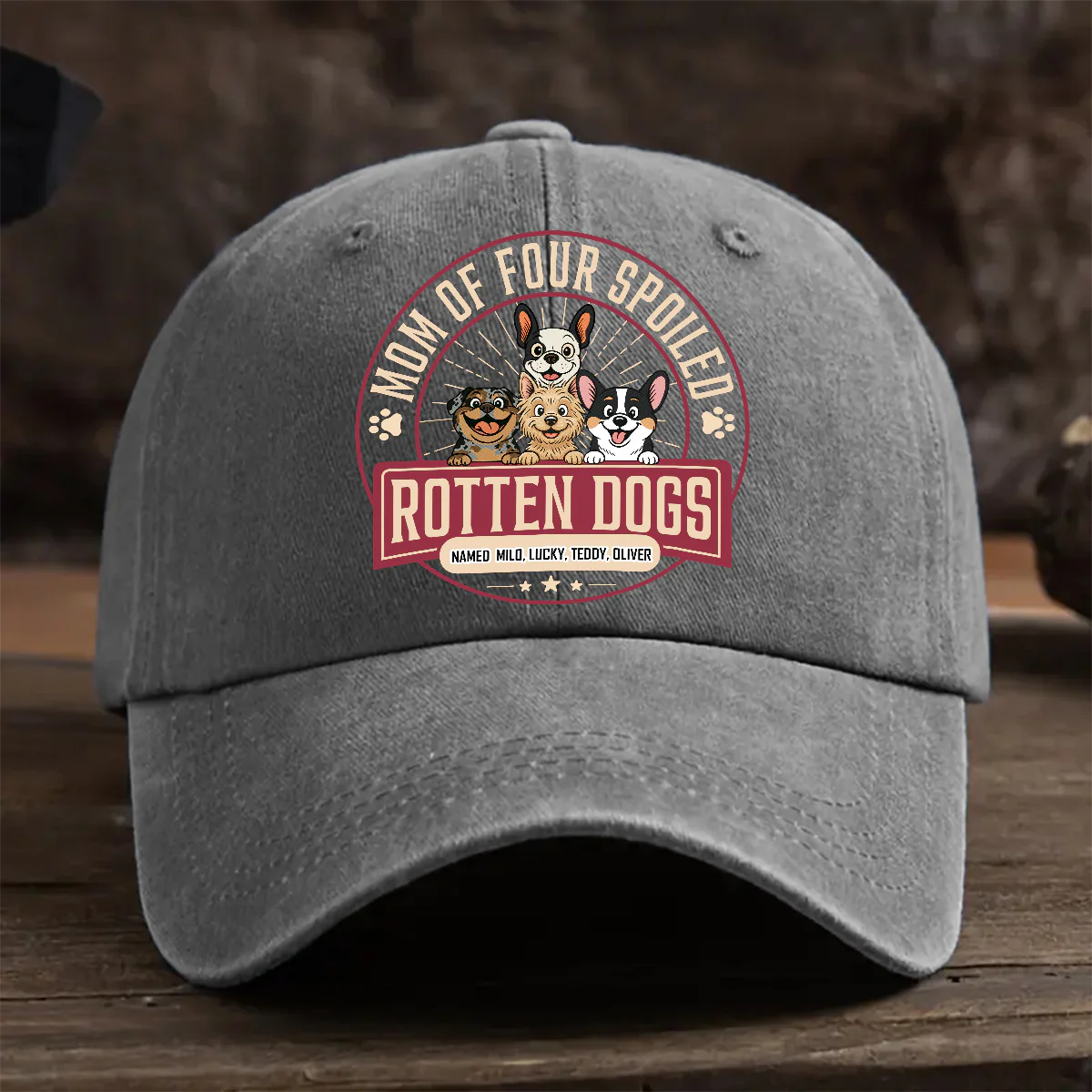 Spoiled Rotten Dog - Personalized Custom Vintage Washed Denim Cap - Image 2