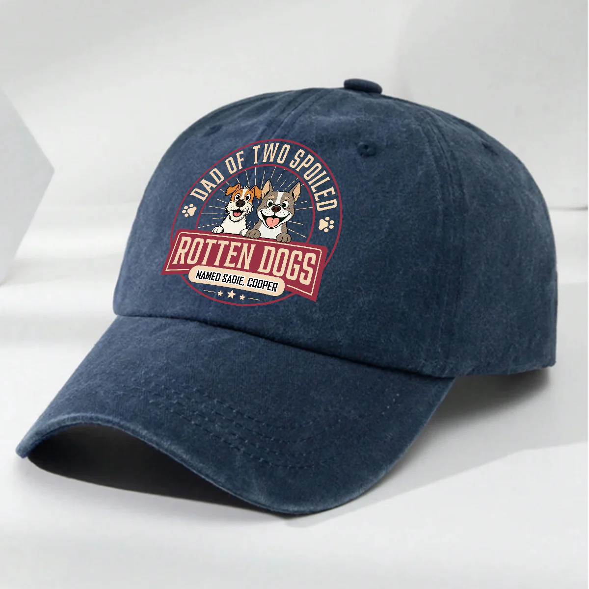 Spoiled Rotten Dog - Personalized Custom Vintage Washed Denim Cap - Image 5