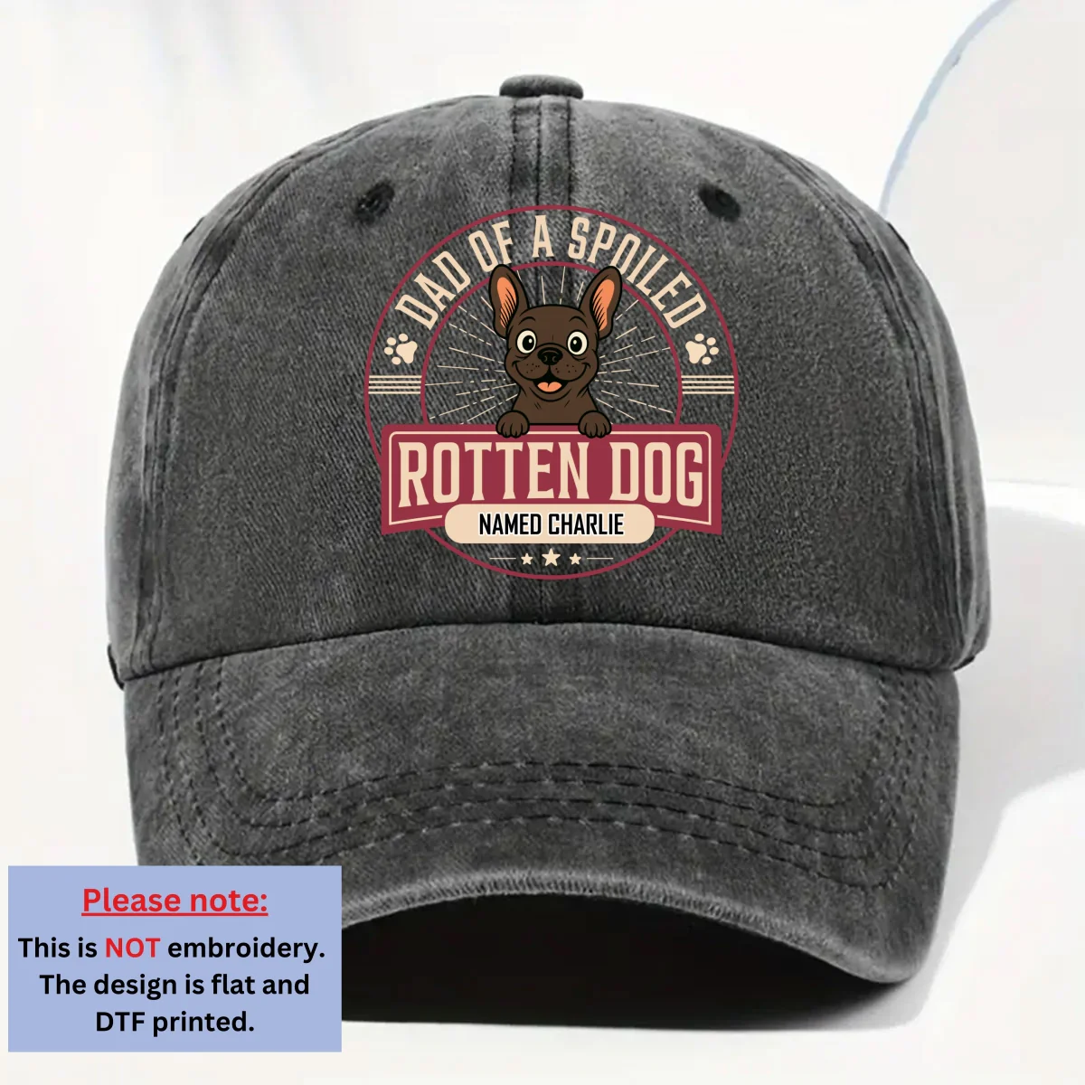 Spoiled Rotten Dog - Personalized Custom Vintage Washed Denim Cap - Image 7