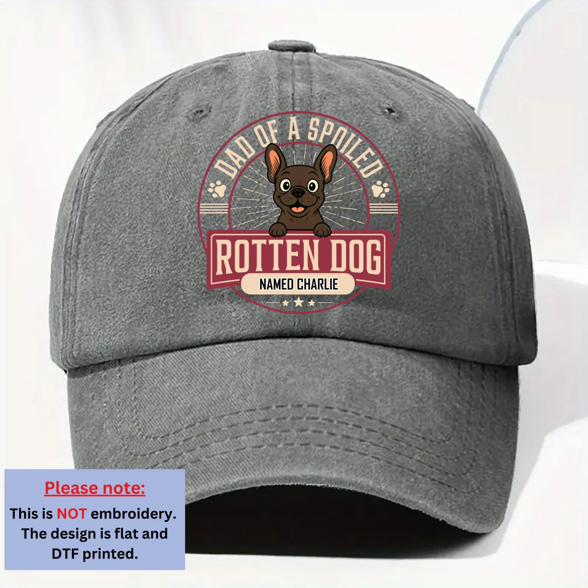 Spoiled Rotten Dog - Personalized Custom Vintage Washed Denim Cap - Image 8