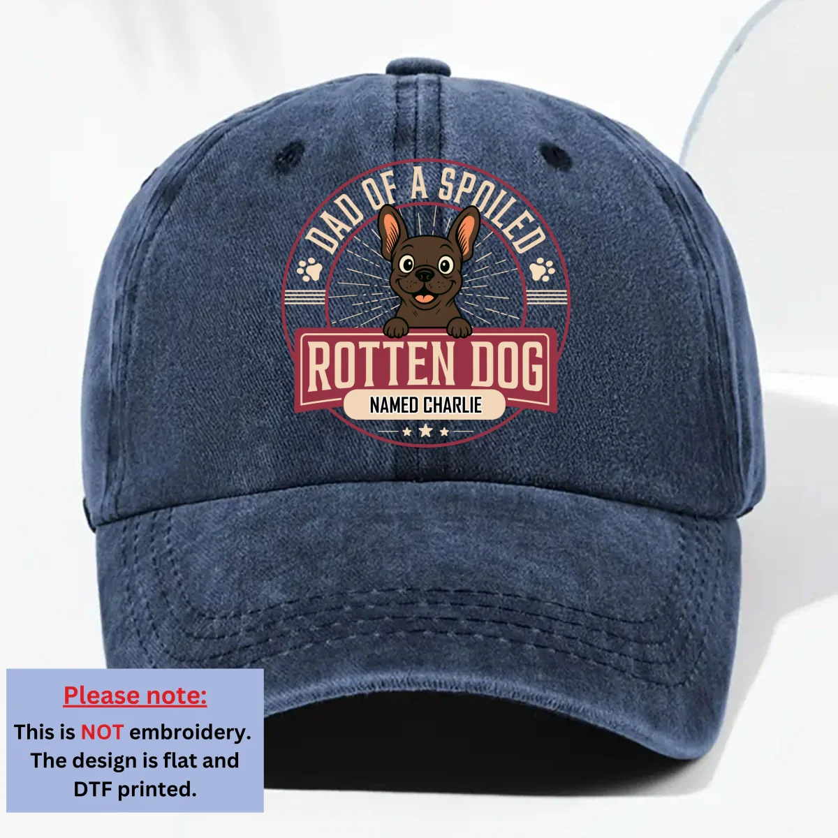 Spoiled Rotten Dog - Personalized Custom Vintage Washed Denim Cap - Image 9