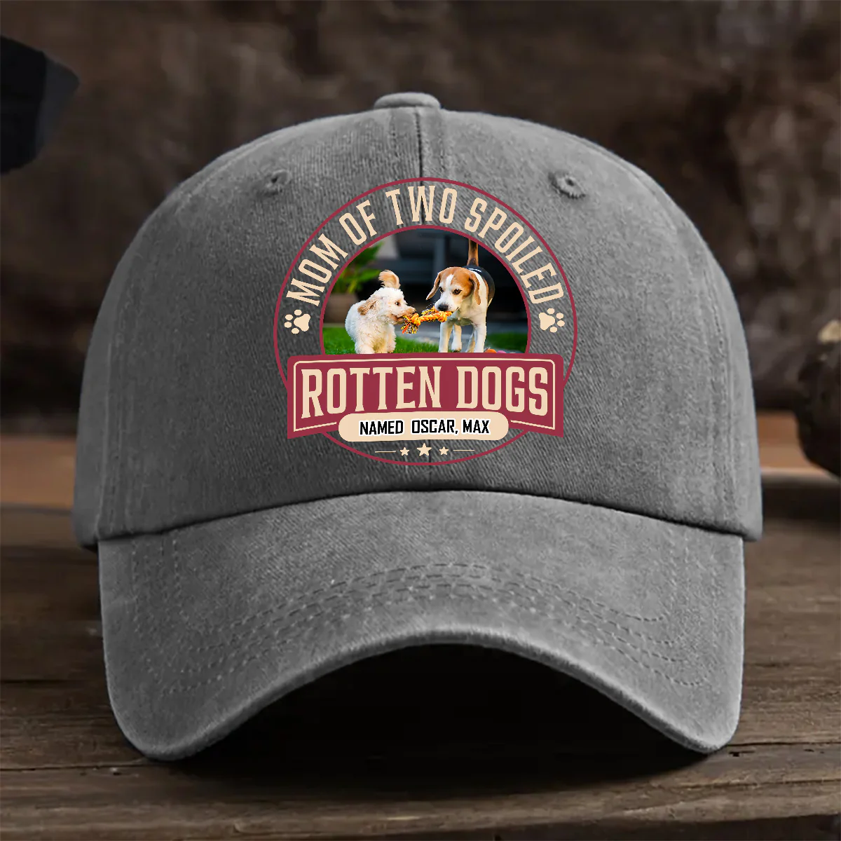 Spoiled Rotten Dog Photo - Personalized Custom Vintage Washed Denim Cap - Image 3