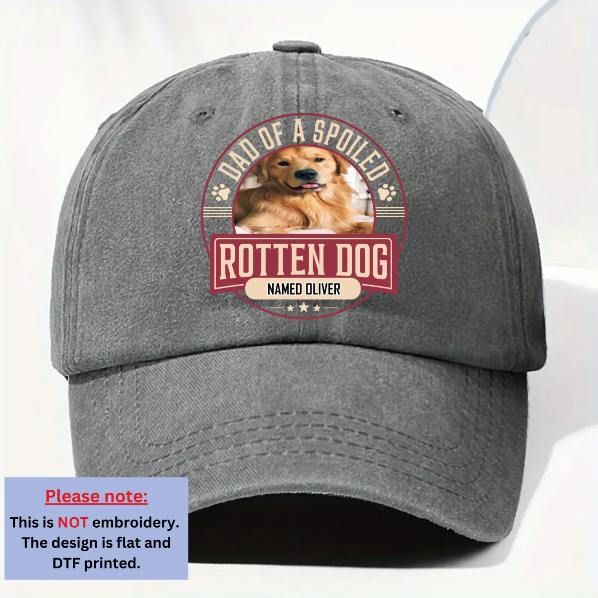 Spoiled Rotten Dog Photo - Personalized Custom Vintage Washed Denim Cap - Image 8
