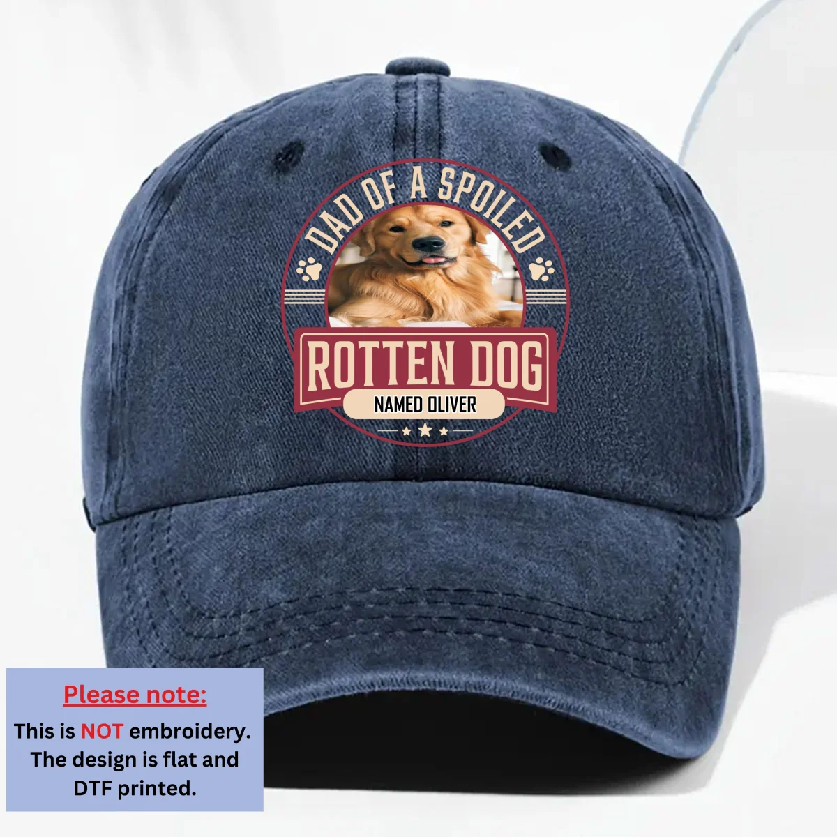 Spoiled Rotten Dog Photo - Personalized Custom Vintage Washed Denim Cap - Image 9