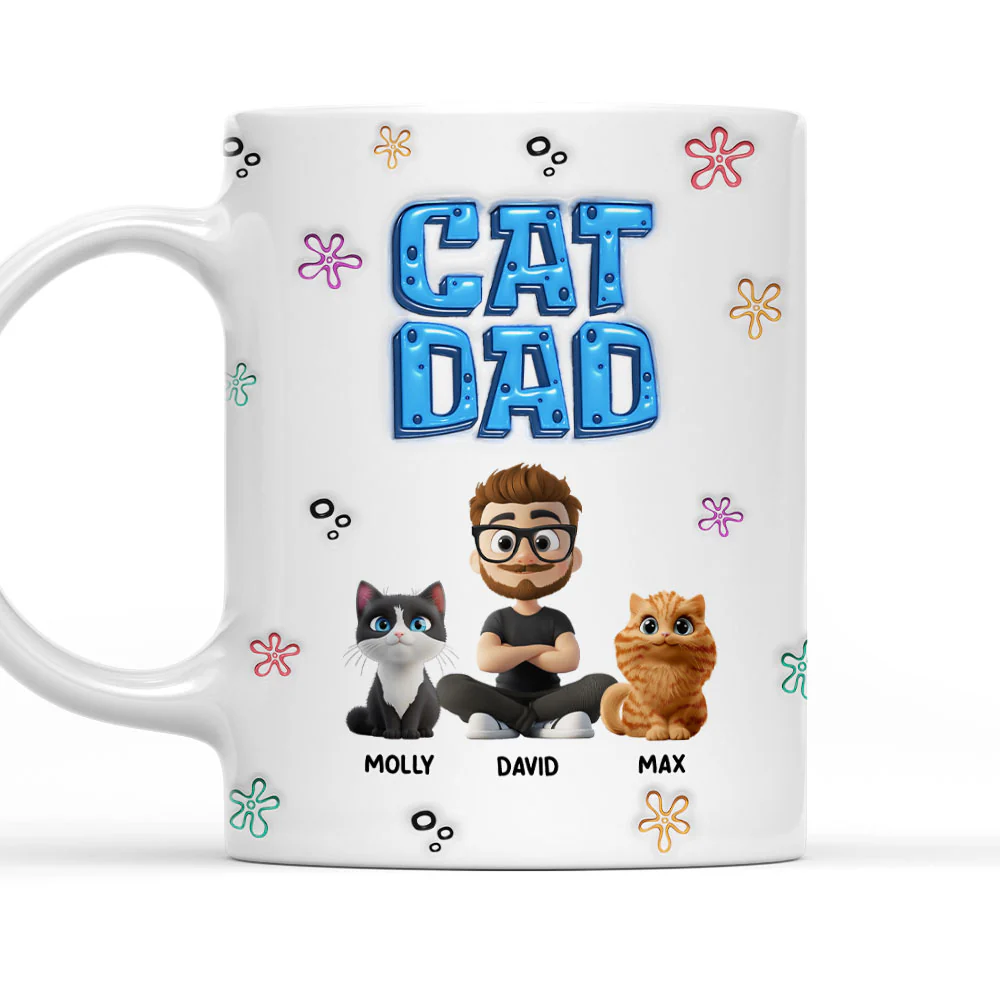 Sponge Cat Dad - Personalized Custom 3D Inflated Effect Mug