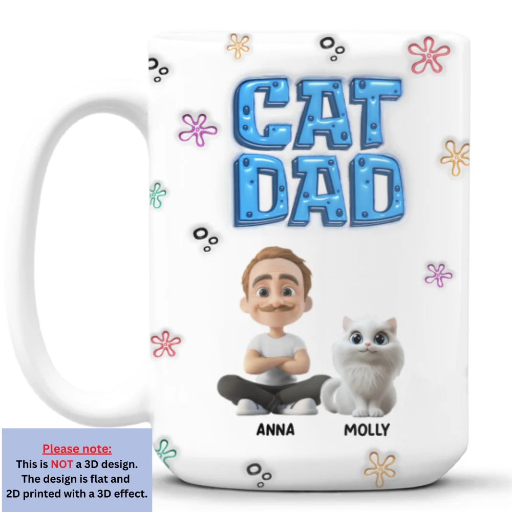 Sponge Cat Dad - Personalized Custom 3D Inflated Effect Mug - Image 10
