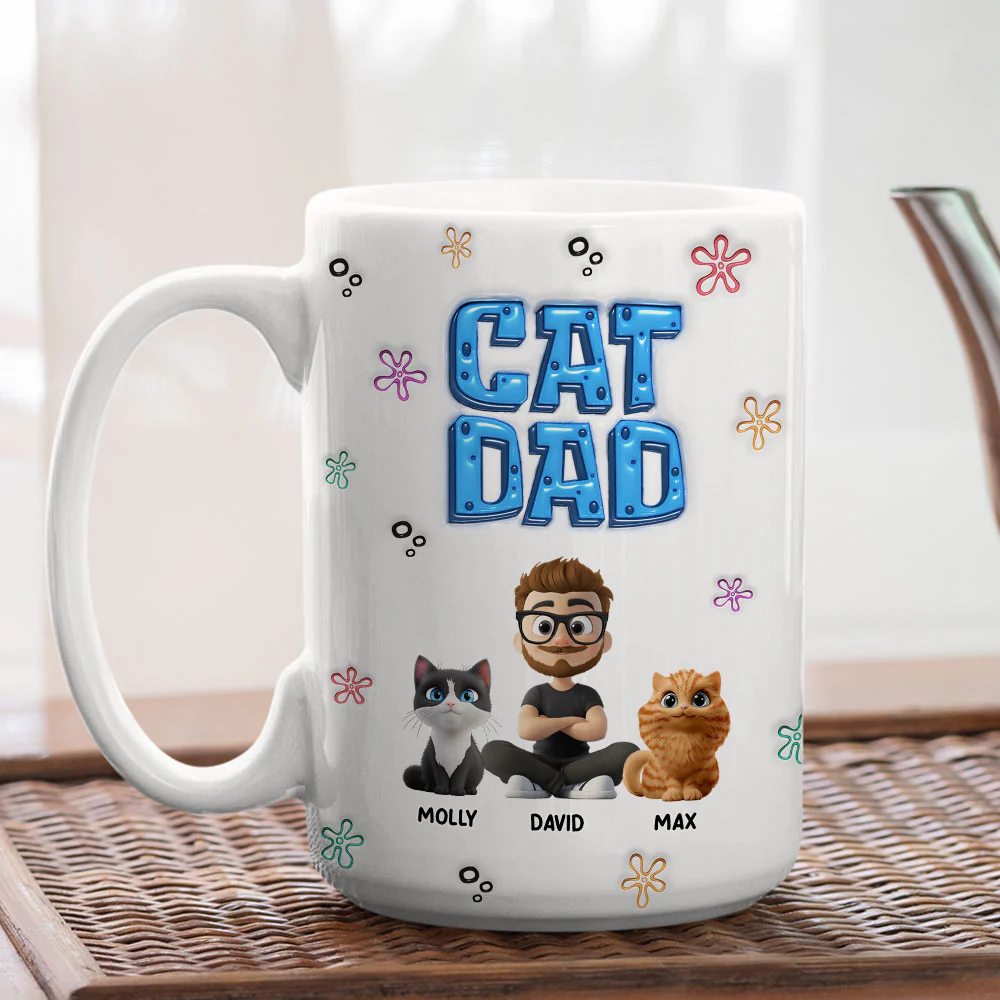 Sponge Cat Dad - Personalized Custom 3D Inflated Effect Mug - Image 7