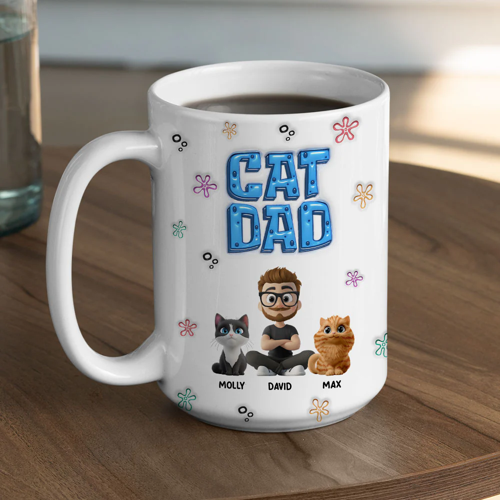 Sponge Cat Dad - Personalized Custom 3D Inflated Effect Mug - Image 8