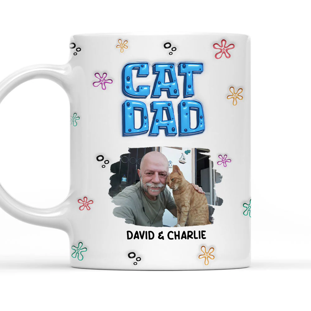 Sponge Cat Dad Photo - Personalized Custom 3D Inflated Effect Mug