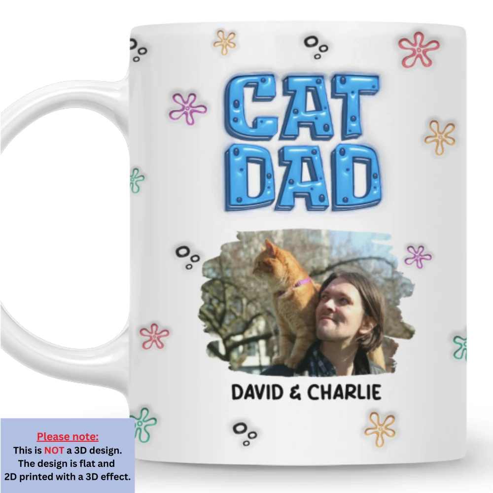 Sponge Cat Dad Photo - Personalized Custom 3D Inflated Effect Mug - Image 3