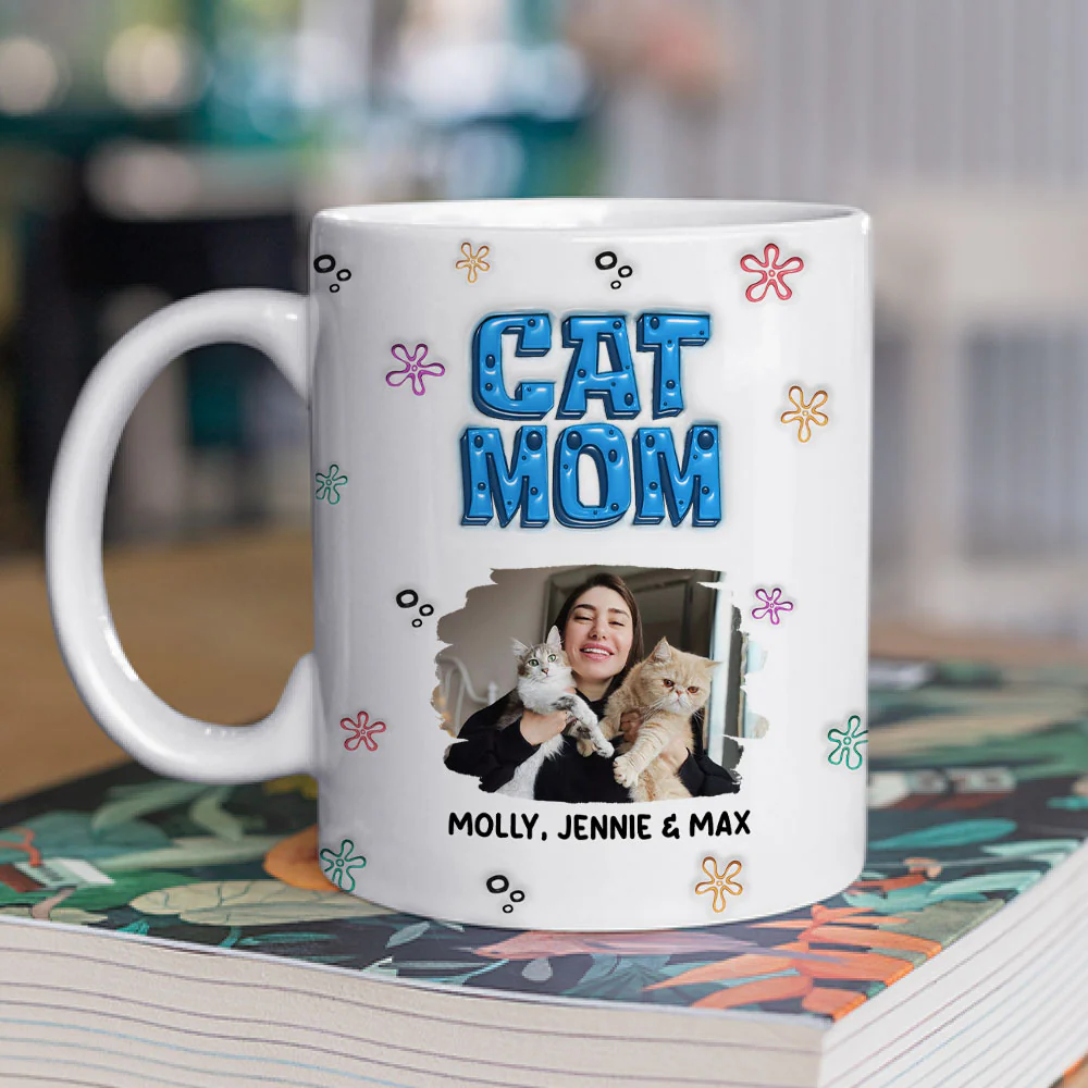 Sponge Cat Mom Photo - Personalized Custom 3D Inflated Effect Mug - Image 2