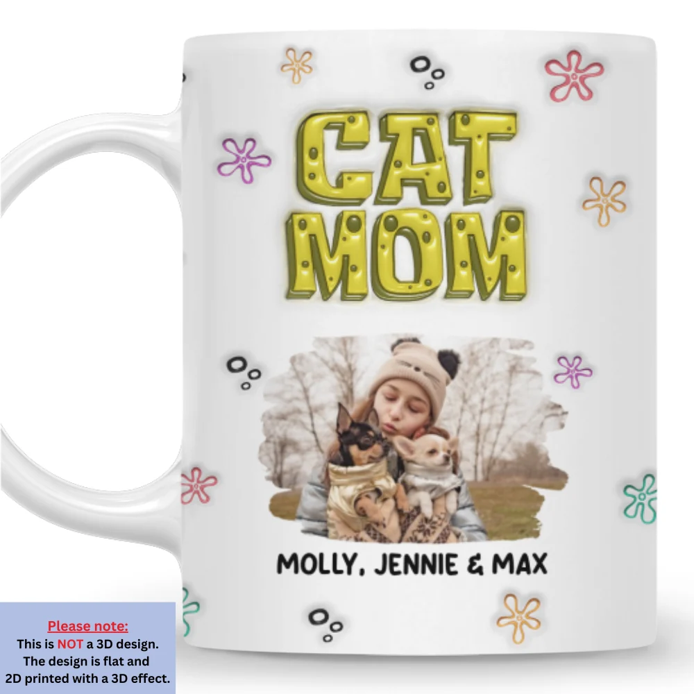 Sponge Cat Mom Photo - Personalized Custom 3D Inflated Effect Mug - Image 3