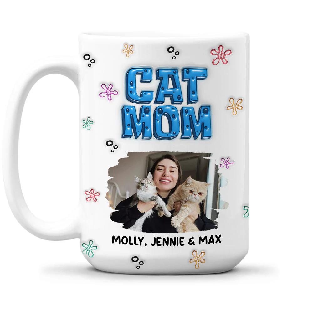 Sponge Cat Mom Photo - Personalized Custom 3D Inflated Effect Mug - Image 4