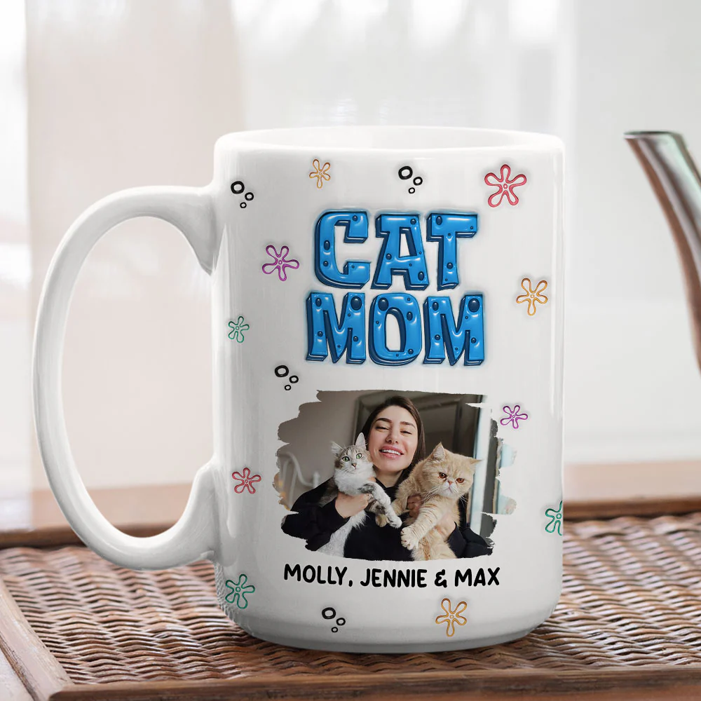 Sponge Cat Mom Photo - Personalized Custom 3D Inflated Effect Mug - Image 5