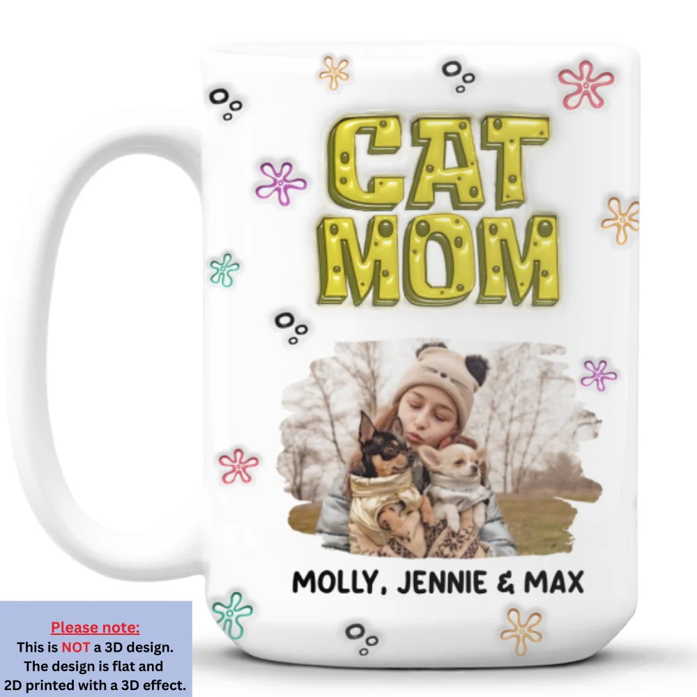 Sponge Cat Mom Photo - Personalized Custom 3D Inflated Effect Mug - Image 7