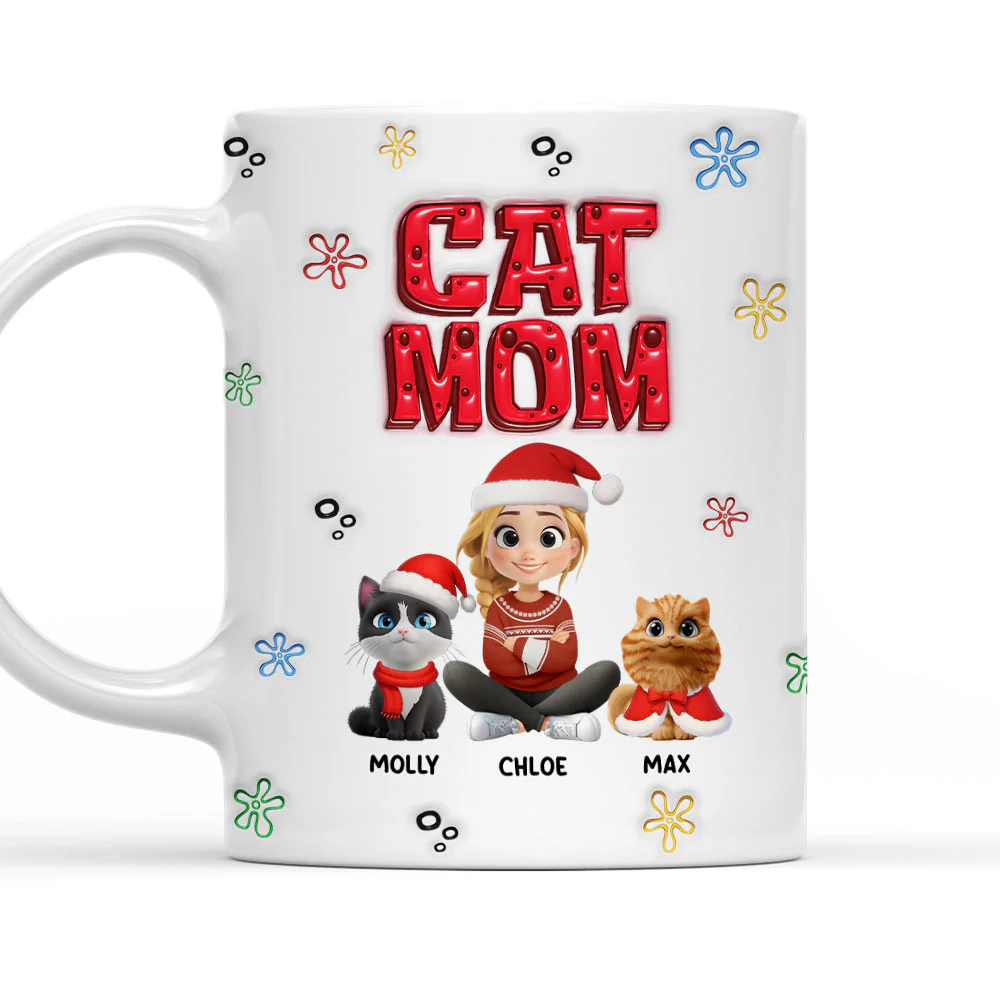 Sponge Cat Mom Snow Ver - Personalized Custom 3D Inflated Effect Mug