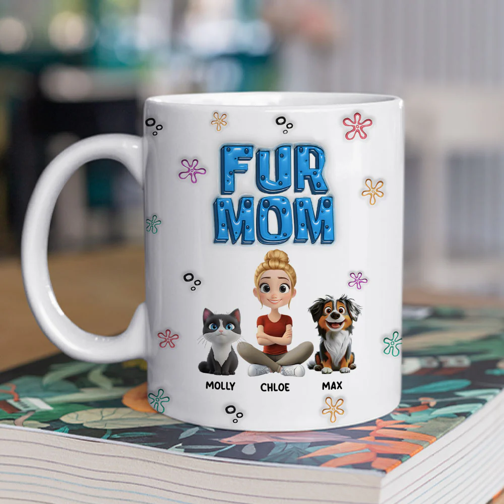 Sponge Fur Mom - Personalized Custom 3D Inflated Effect Mug - Image 2