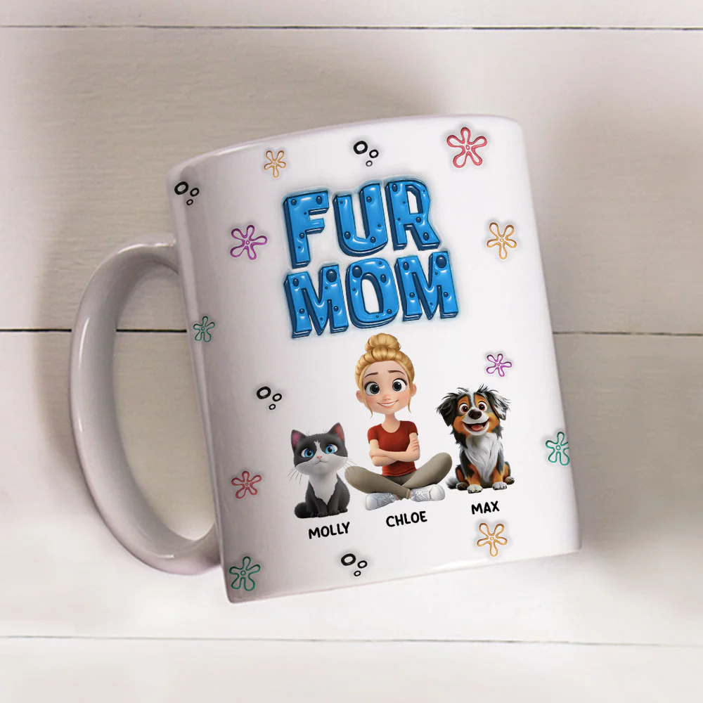 Sponge Fur Mom - Personalized Custom 3D Inflated Effect Mug - Image 3