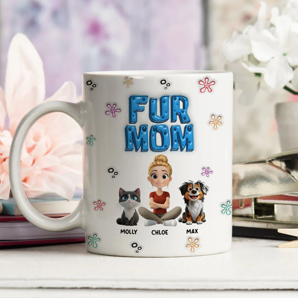 Sponge Fur Mom - Personalized Custom 3D Inflated Effect Mug - Image 4