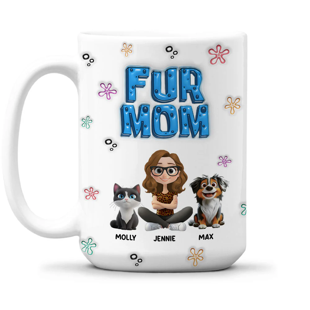 Sponge Fur Mom - Personalized Custom 3D Inflated Effect Mug - Image 7