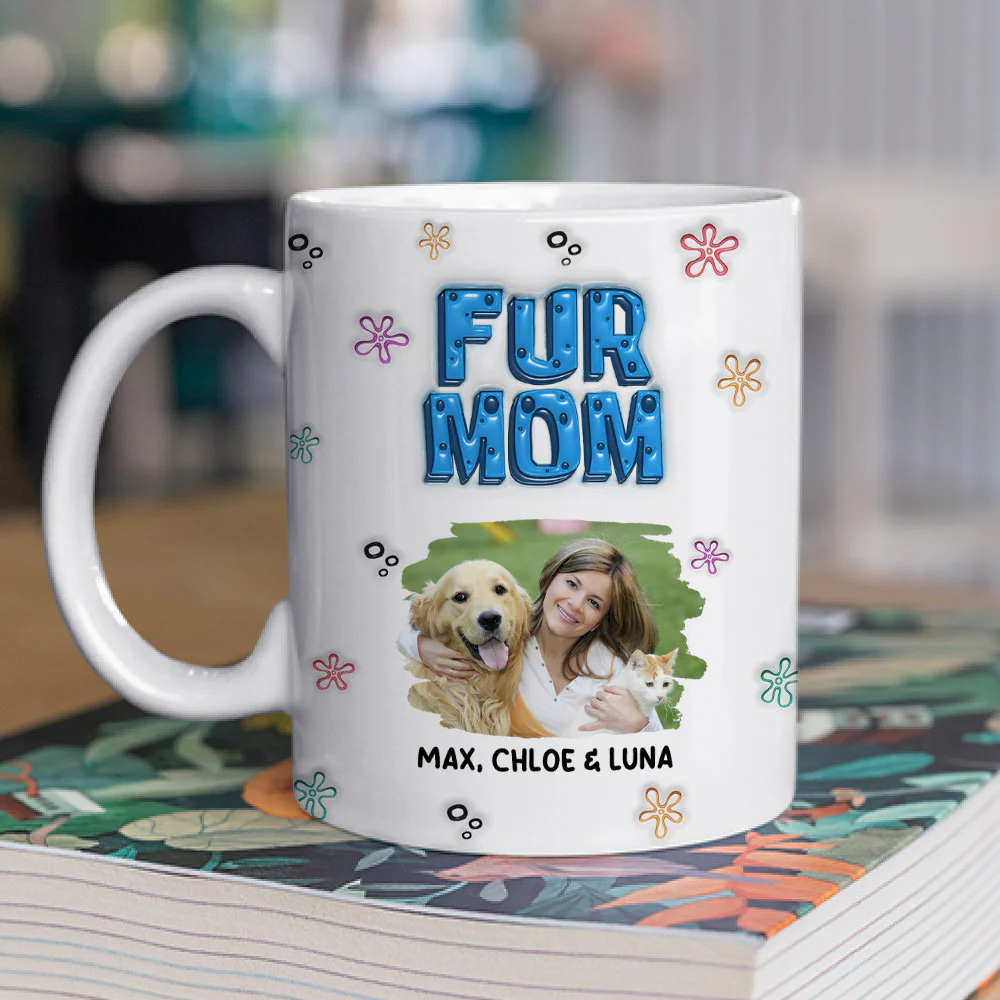Sponge Fur Mom Photo - Personalized Custom 3D Inflated Effect Mug - Image 2
