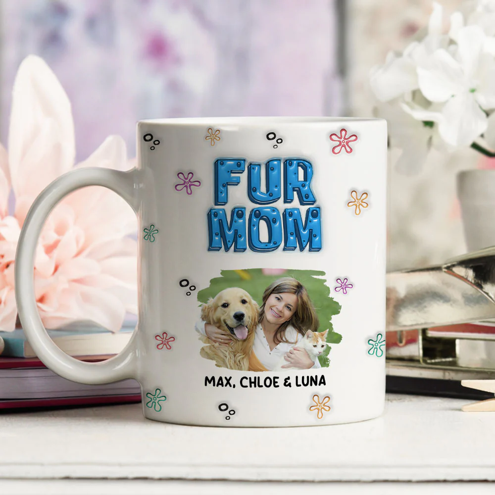 Sponge Fur Mom Photo - Personalized Custom 3D Inflated Effect Mug - Image 3