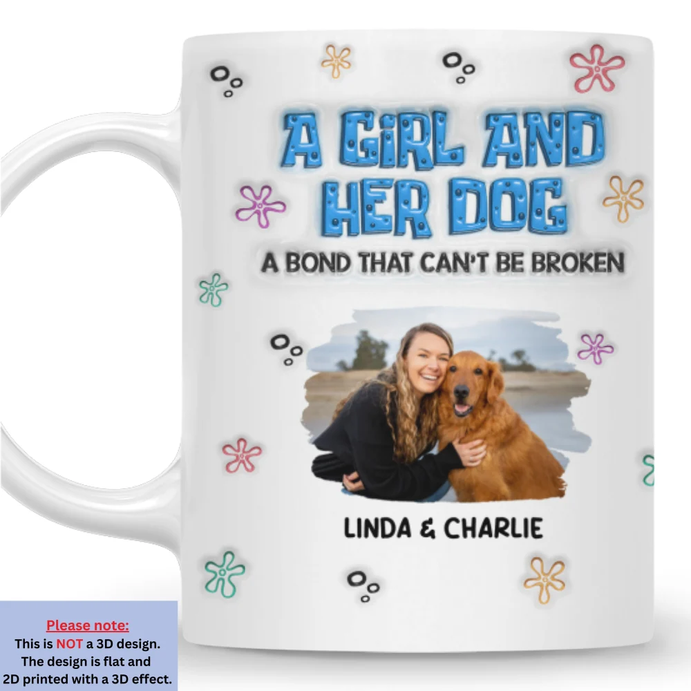 Sponge Girl And Her Dog Photo - Personalized Custom 3D Inflated Effect Mug - Image 5