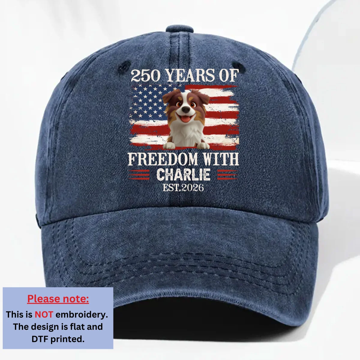 Stars Sparkle Dogs Celebrate Too - Personalized Custom Vintage Washed Denim Cap - Image 6