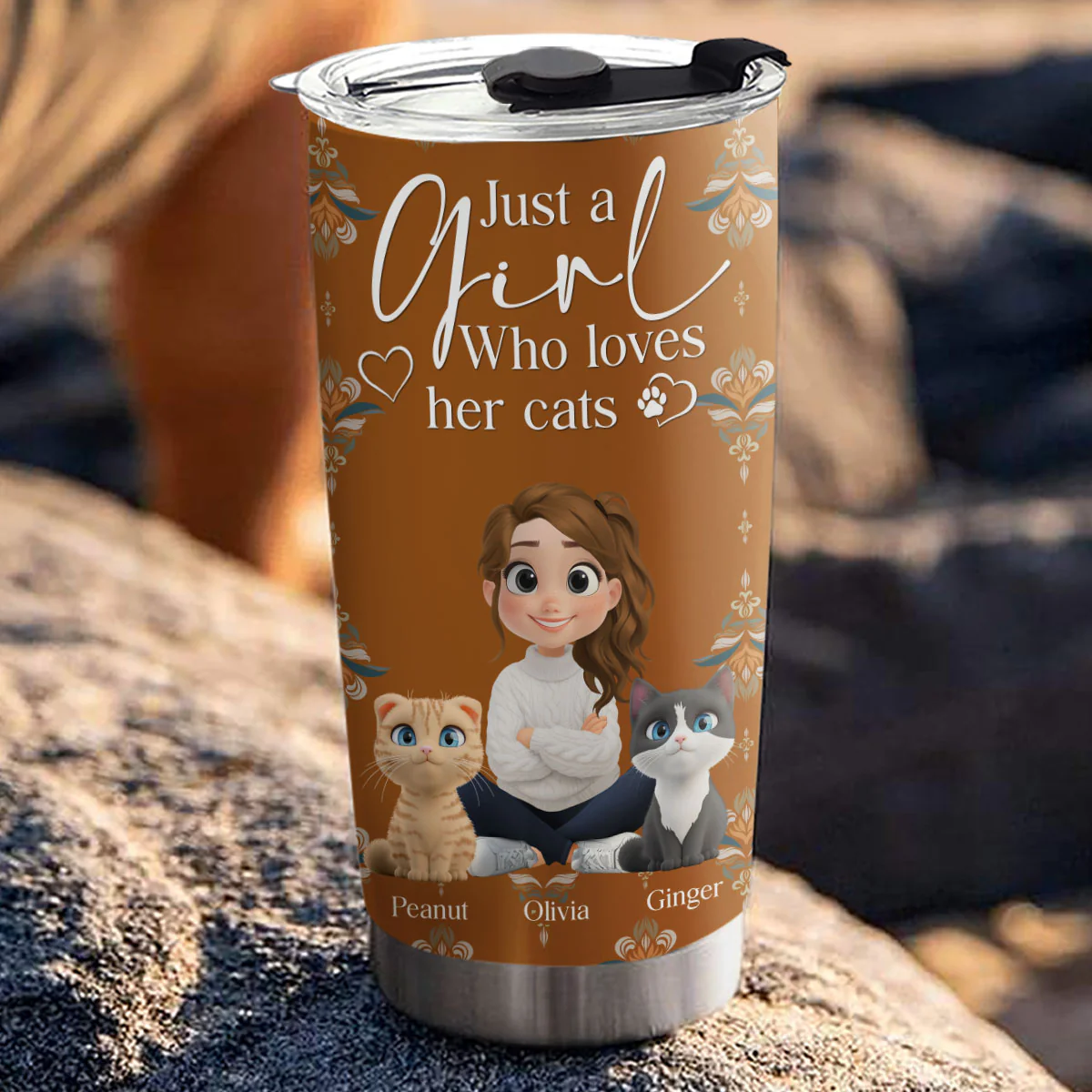 Stay Here With Cats - Personalized Custom Tumbler - Image 2